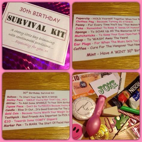 This is yet another classic 30th birthday gift idea, but there's a very good reason why it has become so popular. 30th birthday survival kit gift - found on eBay - cute and ...