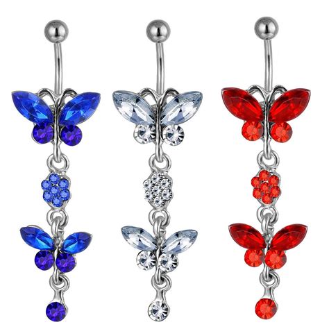 Twin Butterfly Belly Button Ring Navel Ring Sea Belly Ring Etsy