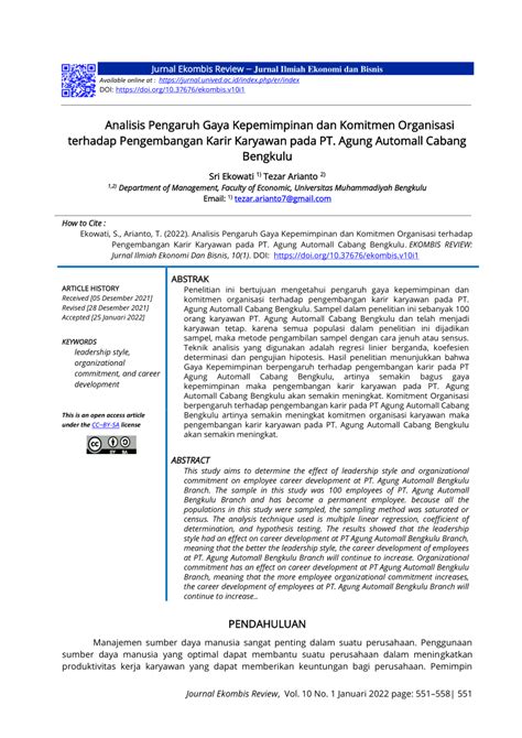 PDF Analisis Pengaruh Gaya Kepemimpinan Dan Komitmen Organisasi