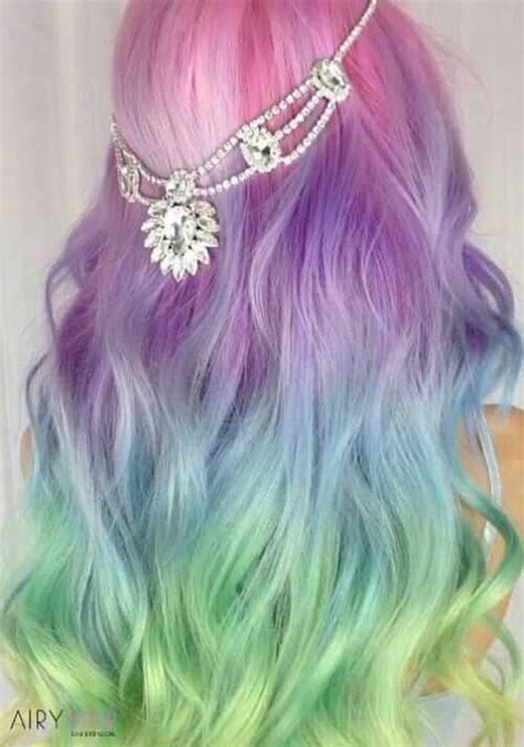 37 breathtaking mermaid inspired hairstyles with hair extensions rainbow dyed