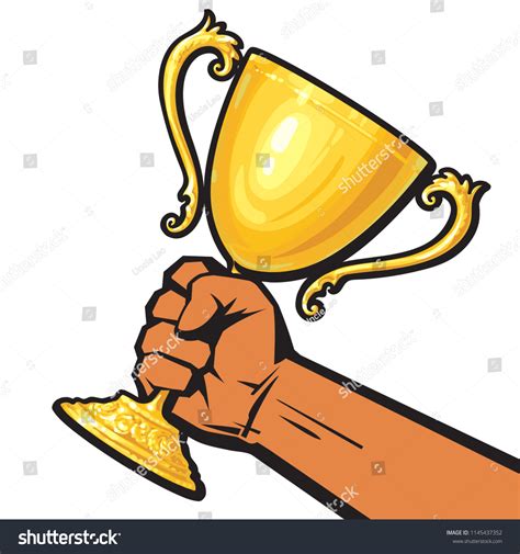 Hand Holding Winners Gold Cup Trophy Stock Vector Royalty Free