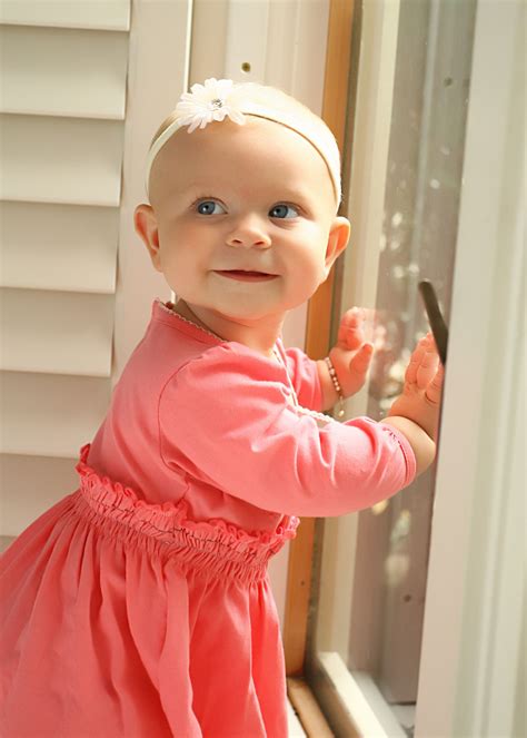 Baby Girl Pink Dress Natural Light Cute Baby Girl Pink Dress Girls