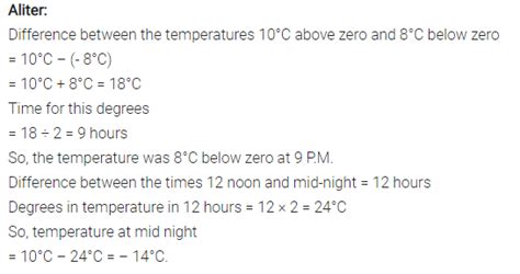 The Temperature At Noon Was C Above Zero If It Decreases Cbse