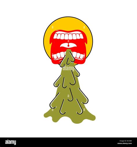 Erbrechen Gesicht Emoji Puke Vector Illustration Würgegefühl Cartoon