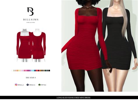 Long Sleeved Ruched Mini Dress By Bill Sims From Tsr • Sims 4 Downloads