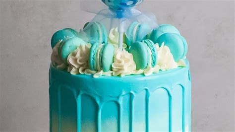 Blue Watercolour Cake With Blue Macarons Rosies Dessert Spot Youtube