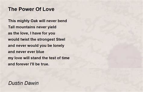 The Power Of Love By Dustin Dawin The Power Of Love Poem
