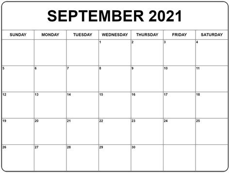 Free Printable September 2021 Calendar Printable World Holiday