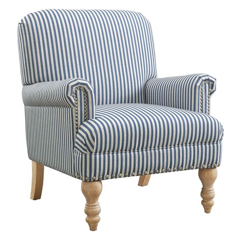 Dorel Living Jaya Accent Chair Living Room Armchairs Blue Stripe