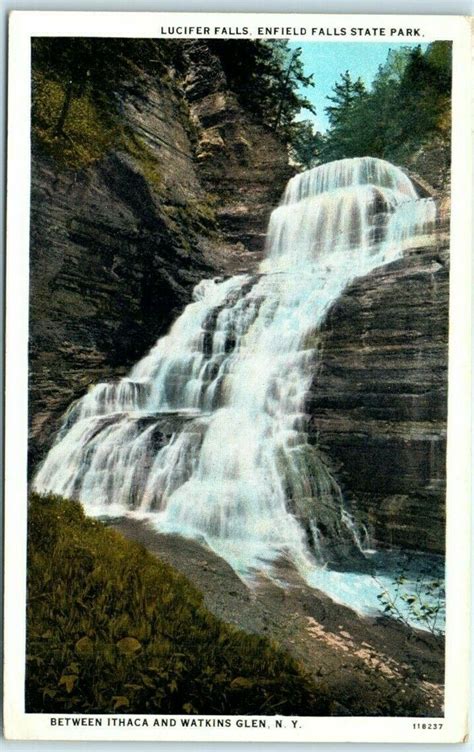 Postcard Lucifer Falls Enfield Falls State Park New York United