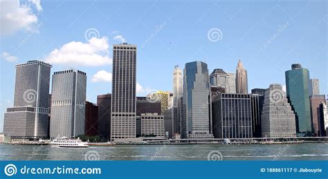 Manhattan Skyline With Empire State Building Over Hudson River New
