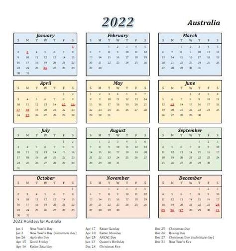 Best 2022 Calendar Australia With Holidays Get Your Calendar Printable