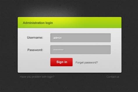 Administration Login With Red Button Psd File Free Download