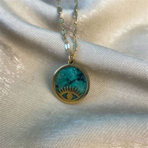 Turquoise Evil Eye Necklace Gold 18k By Asana Crystals
