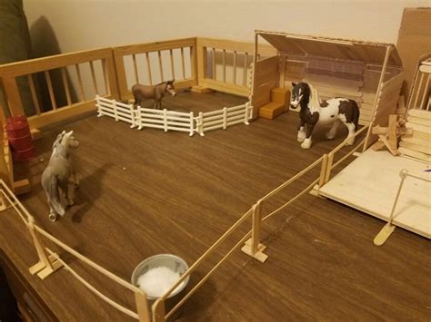 Random Pasture Arrangement With Diy Fence For Schleich And Run In Shed