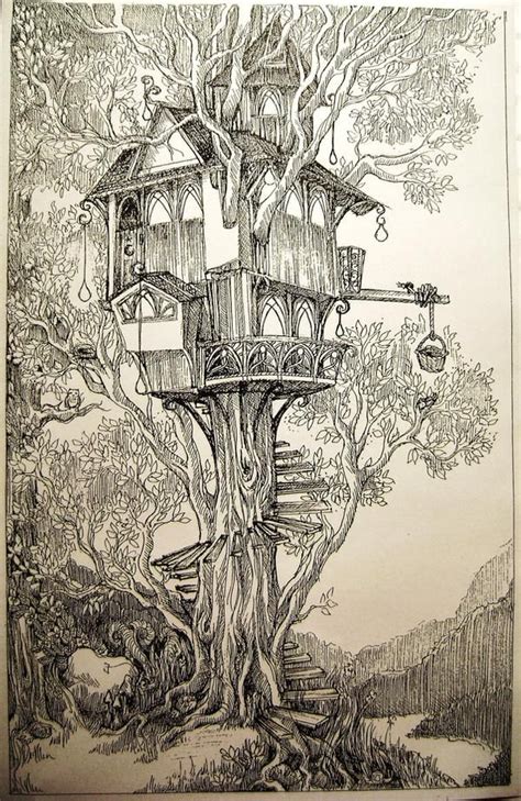 Treehouse By Eralastiel On Deviantart Tree House Drawing Art