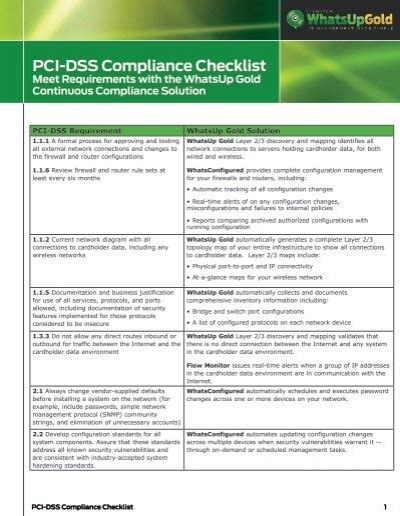 Pci Dss Compliance Checklist Whatsup Gold