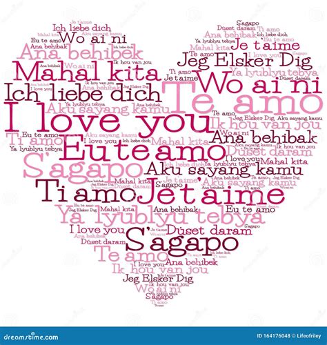 Love Heart Made From I Love You In Different Languages Stock Vector Illustration Of Happy