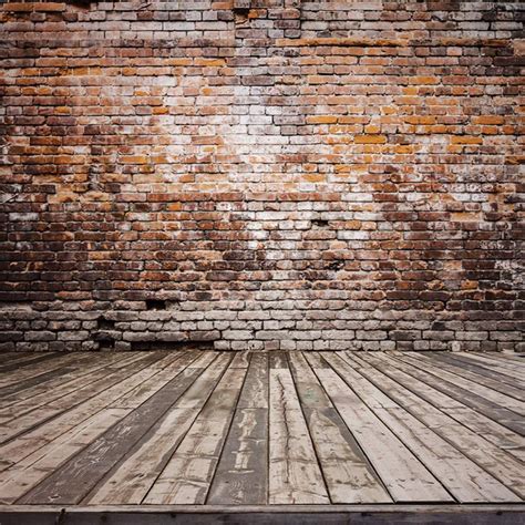 Old Brick Wall Photo Booth Backdrop With Wood Floor Rustic