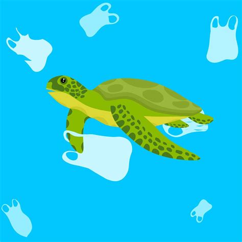 Pollution Of Plastic Waste In The Oceans Sea Turtles Swimming And