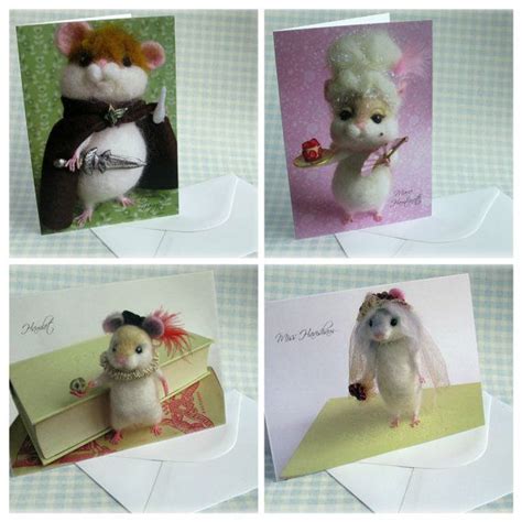 Hamster Greetings Card Set Of 4 Hamming It Up Blank Cards Etsy