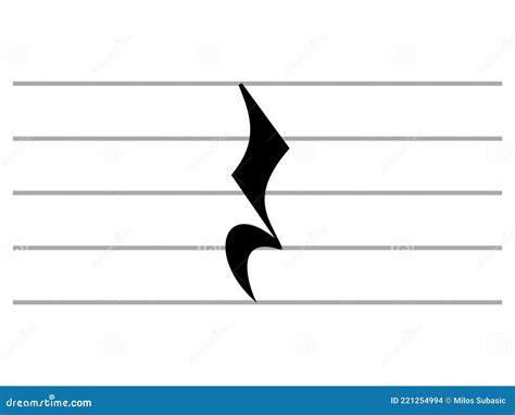 Black Music Symbol Of Quarter Note Rest On Ledger Lines Stock Vector