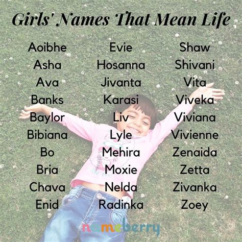 77 Girl Names That Mean Life Baby Names Baby Girl Names Country