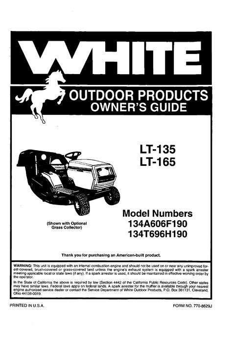 White Lawn Mower 134a606f190 User Guide
