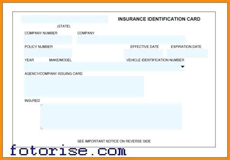 Auto Insurance Id Card Template