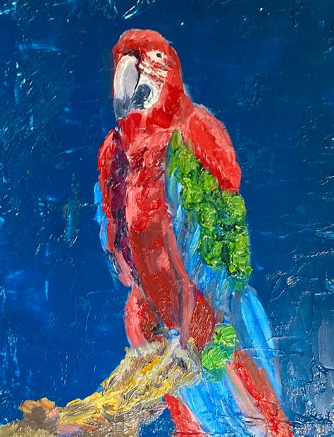Parrot Painting Parrot Original Art Bird Painting Macaw Wall Etsy