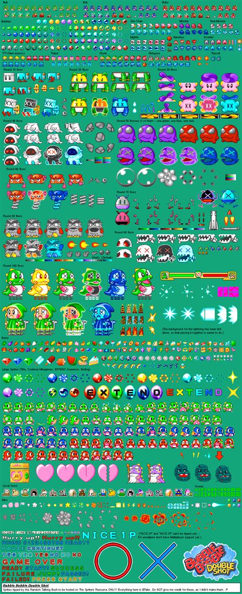The Spriters Resource Full Sheet View Bubble Bobble Double Shot