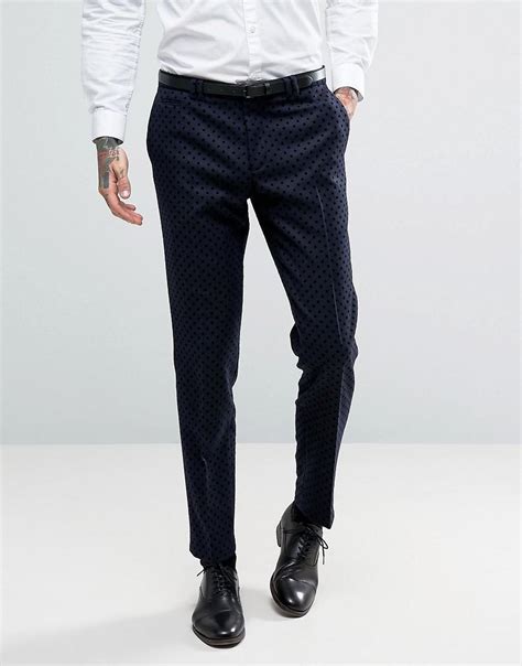 Lyst Noak Skinny Tuxedo Pants With Polka Dot In Blue For Men