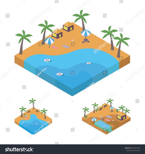 2 5d sandy beach landscape concept collection royalty free stock vector 2000315033