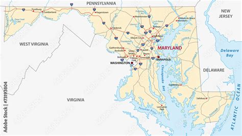 Maryland Road Map Stock Vector Adobe Stock