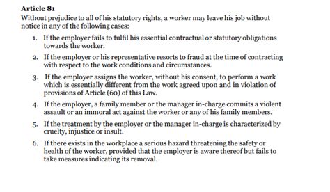 Saudi Labor Law Article 81 Termination And Benefits Of Labor