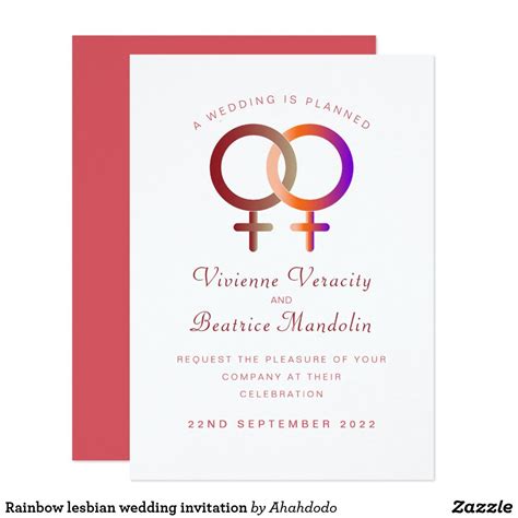 rainbow lesbian wedding invitation in 2021 lesbian wedding lesbian wedding