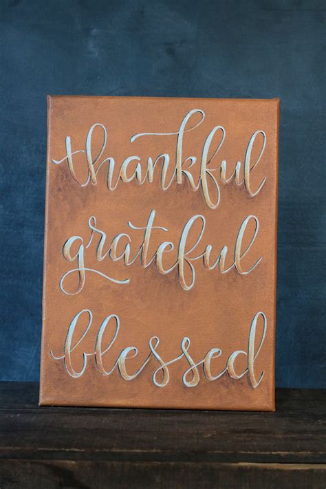 Gold Thankful Grateful Blessed Canvas - The Weed Patch
