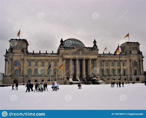 Reichstag Palace In Berlin Winter Snow And Germany Editorial Stock