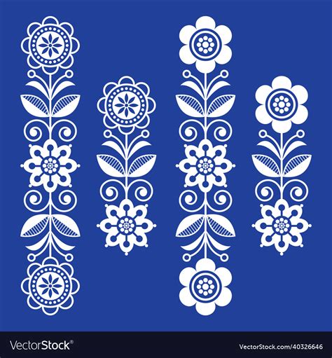 Scandinavian Floral Design Elements Folk Pattern Vector Image
