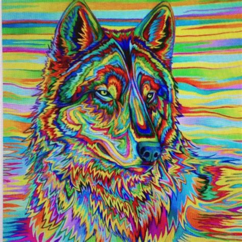 Psychadelic Wolf Wolf Poster Poster Art Wolf Art Print Wolf Colors