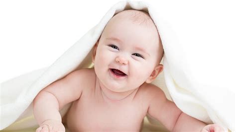 Cute Smiley Baby Boy Under White Towel Cloth In White Background Hd