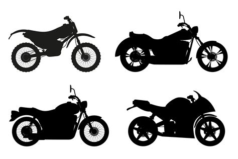 Motocicleta Set Iconos Negro Contorno Silueta Vector Ilustraci N Vector En Vecteezy