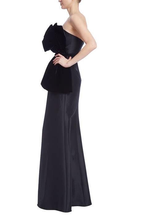 Mikado Trumpet Gown With Velvet Rose Bow Bodice By Badgley Mischka