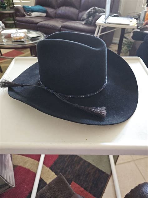 John B Stetson Black Felt Cowboy Western Hat 4x Beav Gem