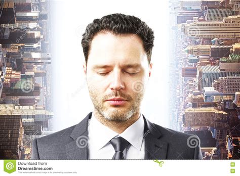 Businessman On Abstract City Background Stock Photo Image Of