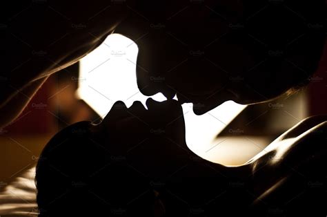 Silhouette Loving Couple Kissing ~ People Photos ~ Creative Market