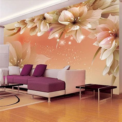 Buy Custom 3d Photo Wallpaper Modern Flower Wall Mural