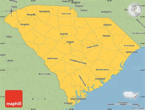Savanna Style Simple Map Of South Carolina