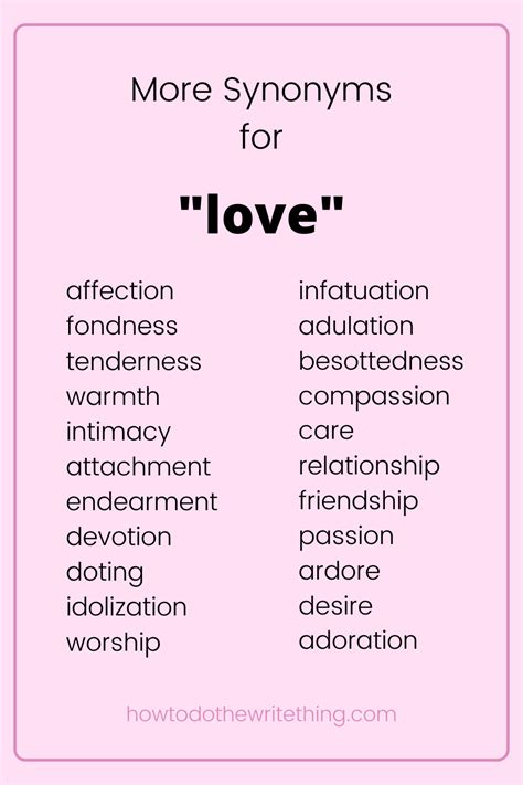 More Synonyms For Love Writing Tips English Vocabulary Words