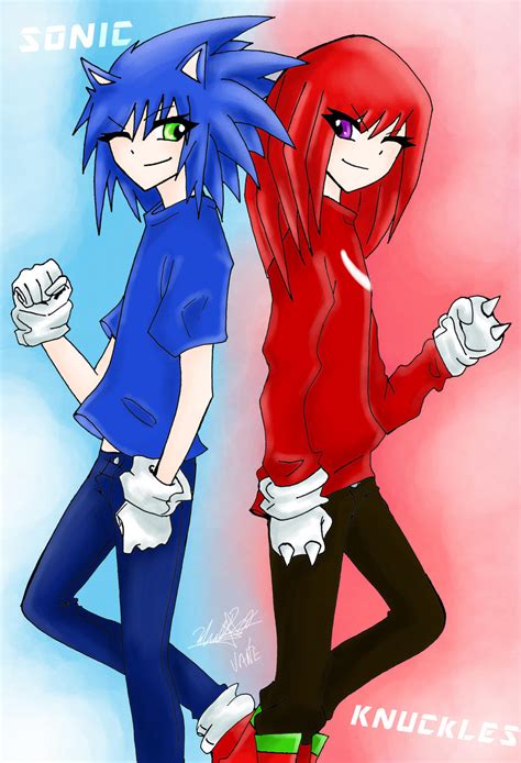 Human Sonic And Knuckles By Vanegaku On Deviantart